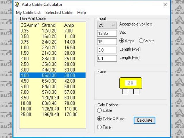 Auto Cable Calculator